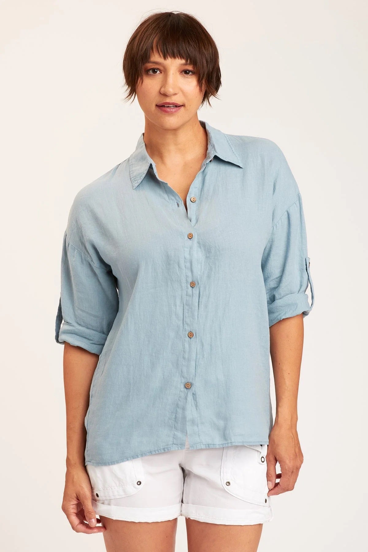 Carrie Button-Up, Peaceful Blue
