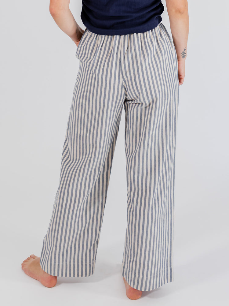 Emmy Drawstring Pant, Pinstripe Blue