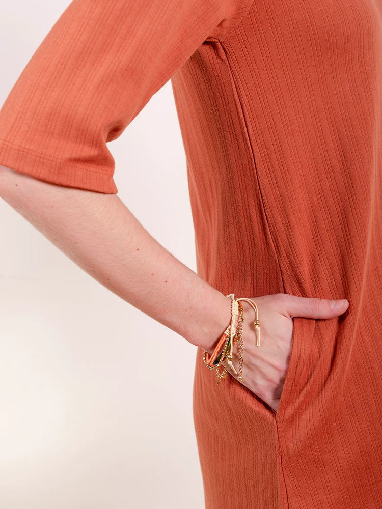 Eve Dress, Sandstone Rib Knit