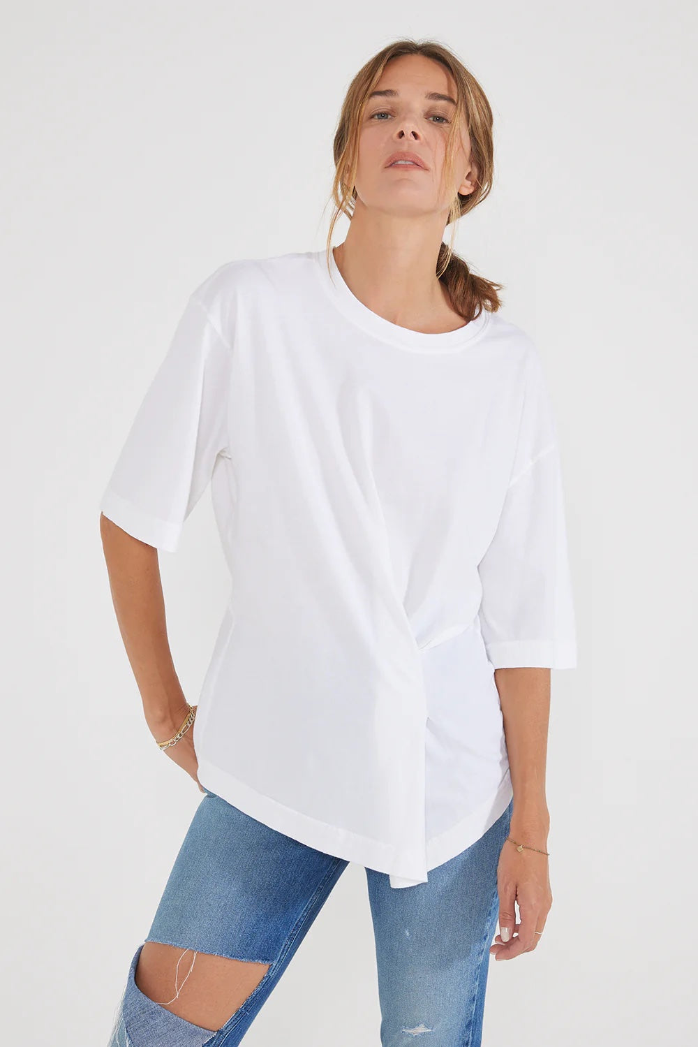 Geneve Pleated Shirt, Cloud White