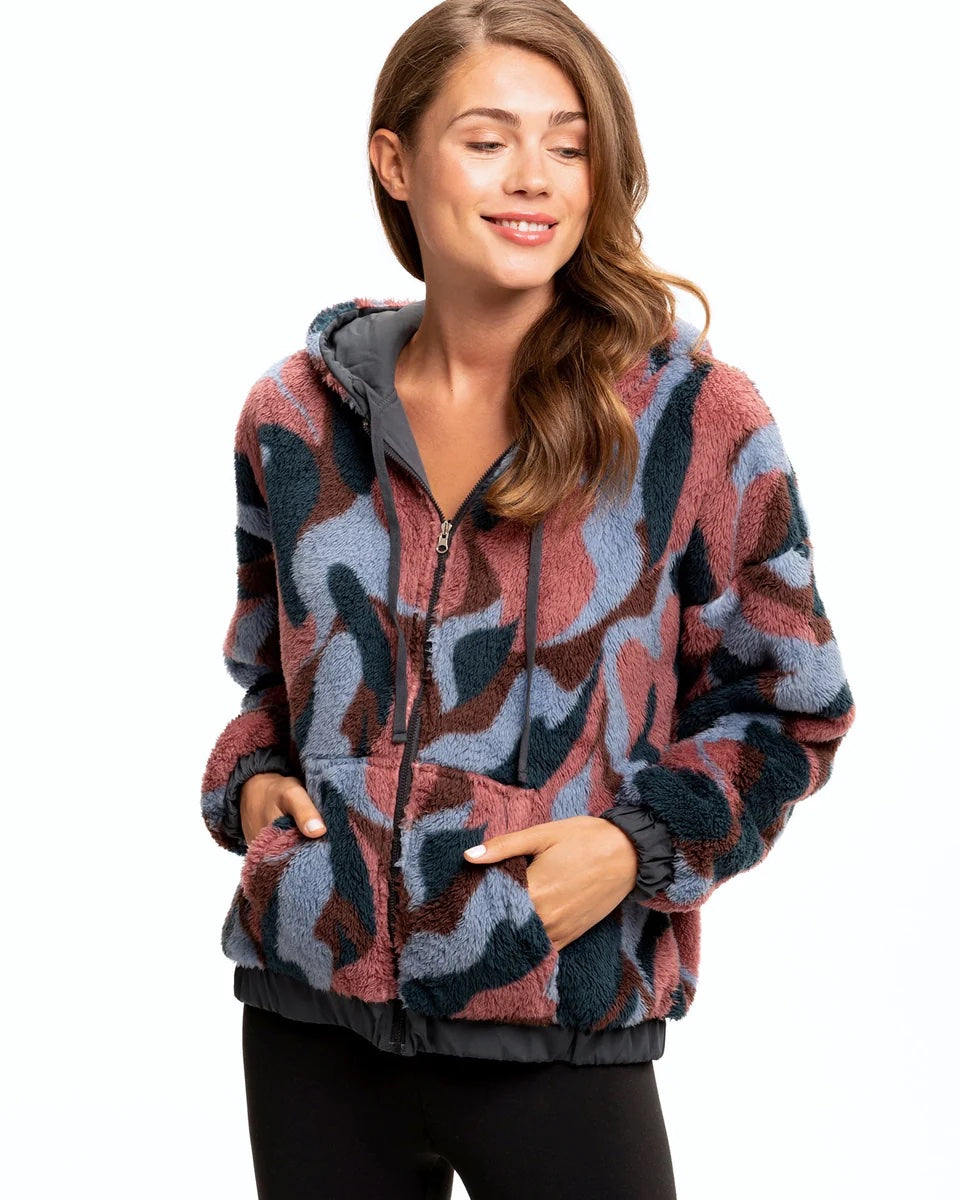 Hallie Reversible Sherpa Jacket, Prawn Multi