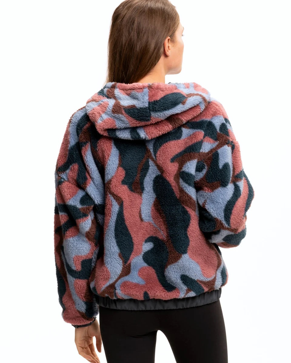 Hallie Reversible Sherpa Jacket, Prawn Multi