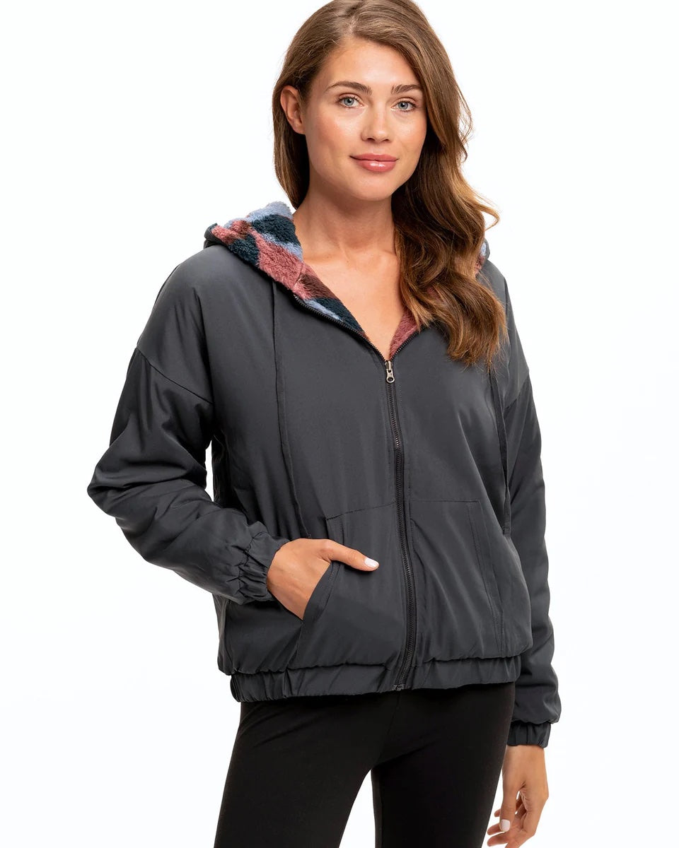 Hallie Reversible Sherpa Jacket, Prawn Multi