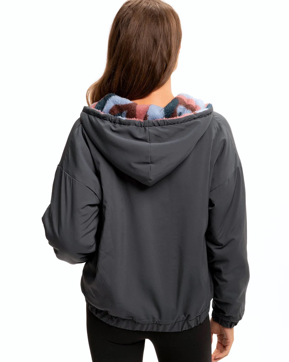 Hallie Reversible Sherpa Jacket, Prawn Multi