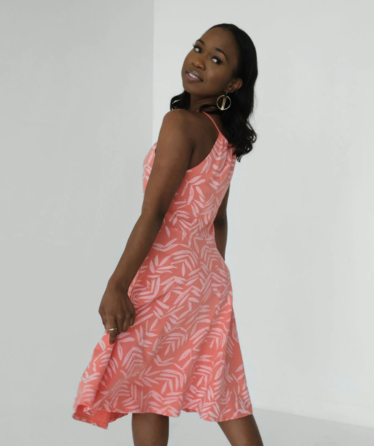 Isla Dress, Tangerine/White
