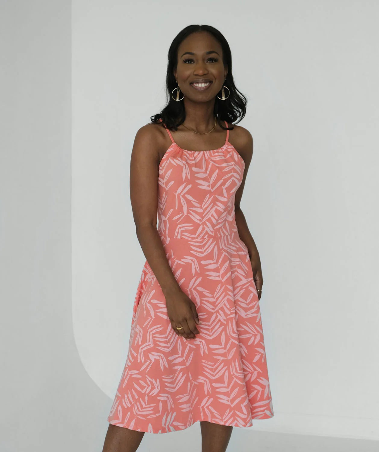 Isla Dress, Tangerine/White