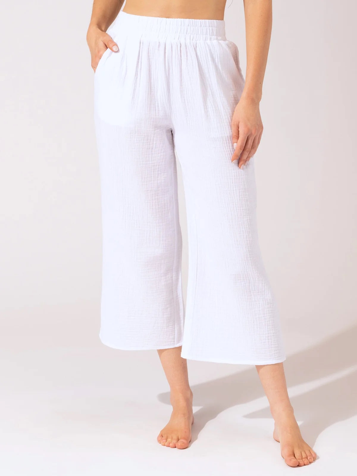 Ivanna Gauze Wide Leg Pant, White