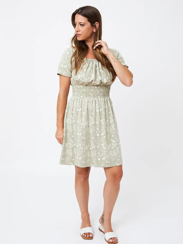 Juliet Short Sleeve Mini Dress, Field Taupe