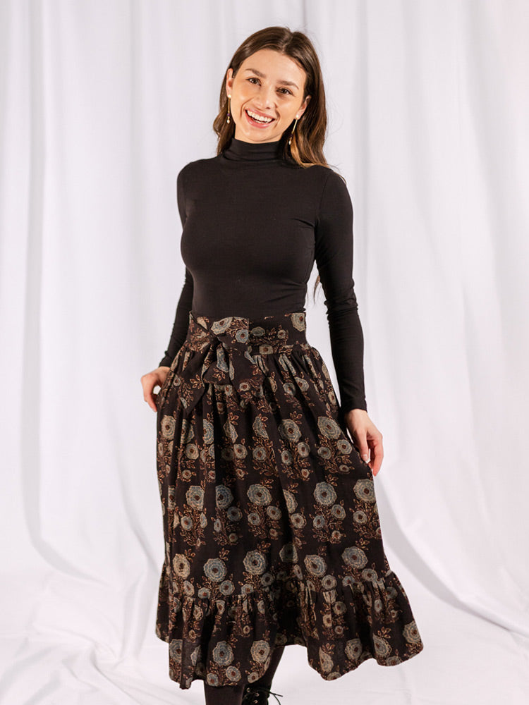 Nahla Midi Skirt, Fall Blossom