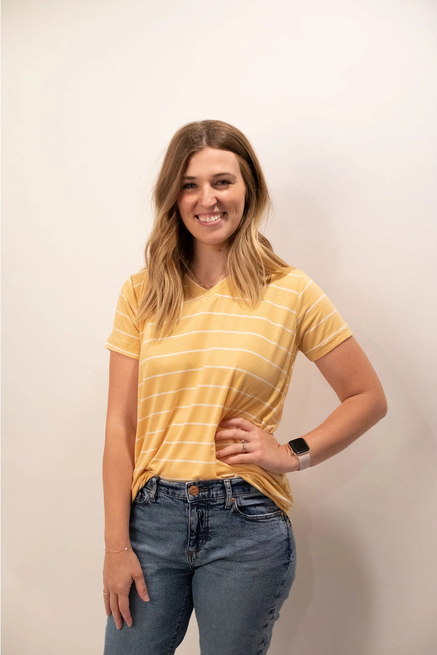 V-Neck Tee, Daffodil
