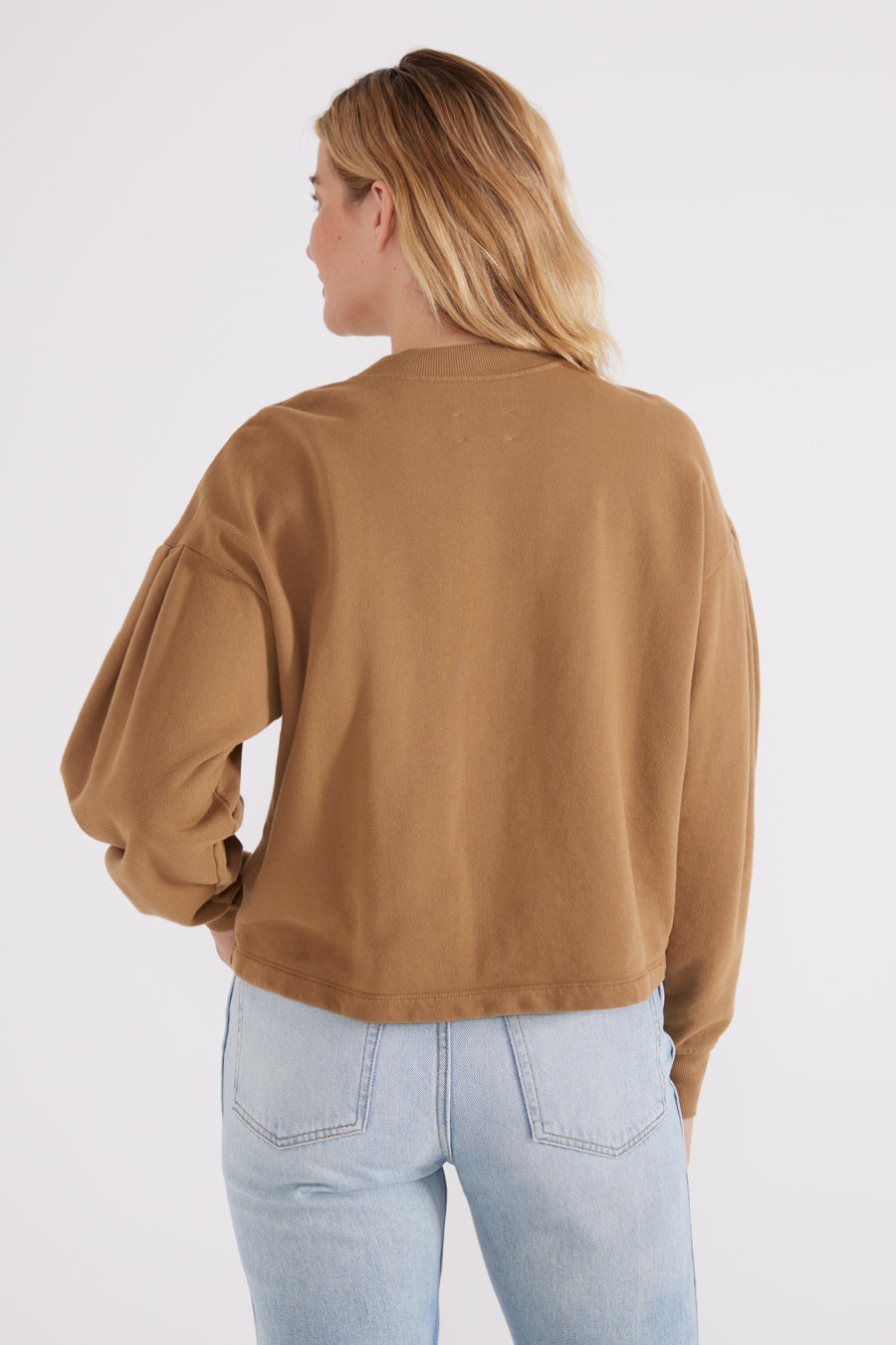 Jael Pleat Sleeve Sweatshirt, Tapenade