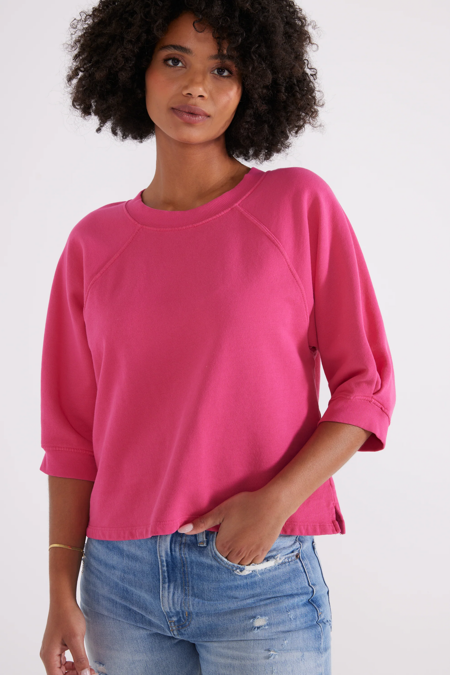 Fleur Raglan Sweatshirt, Raspberry