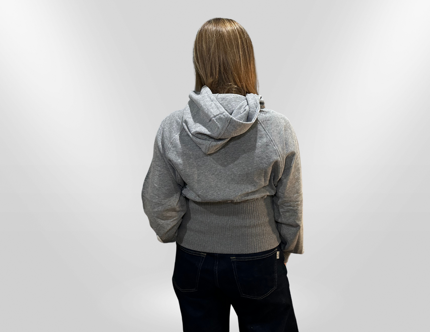 Tina Zip Up Hoodie, Melange Grey