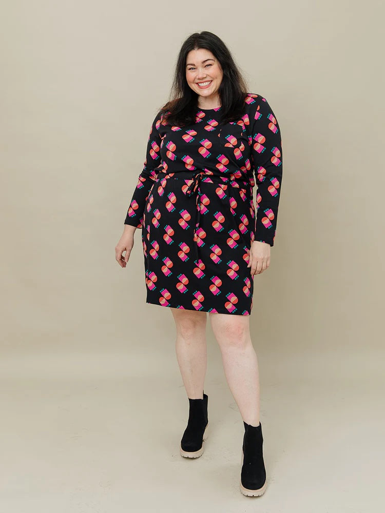 Abby Long Sleeve Dress, Memphis Shapes