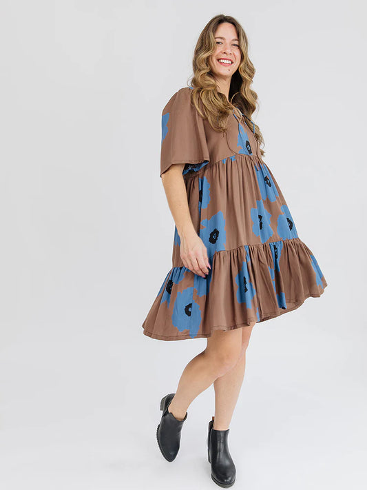Adelaide Mini Dress, Dark Oak
