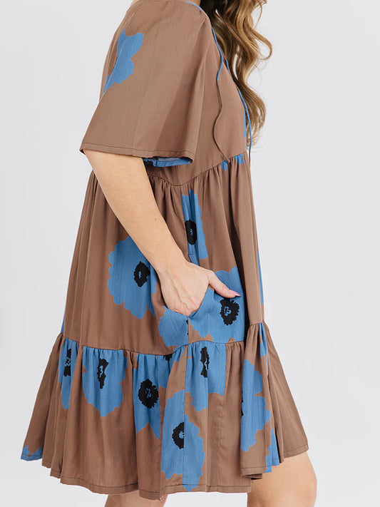 Adelaide Mini Dress, Dark Oak