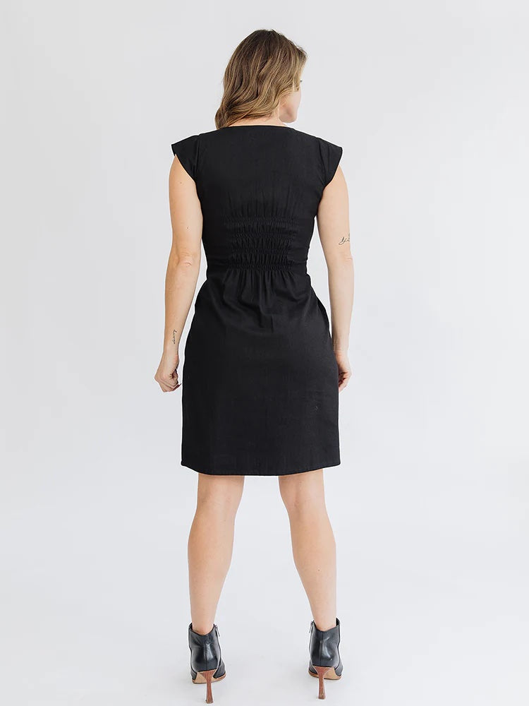 Artsy Traveler Dress, Black Denim