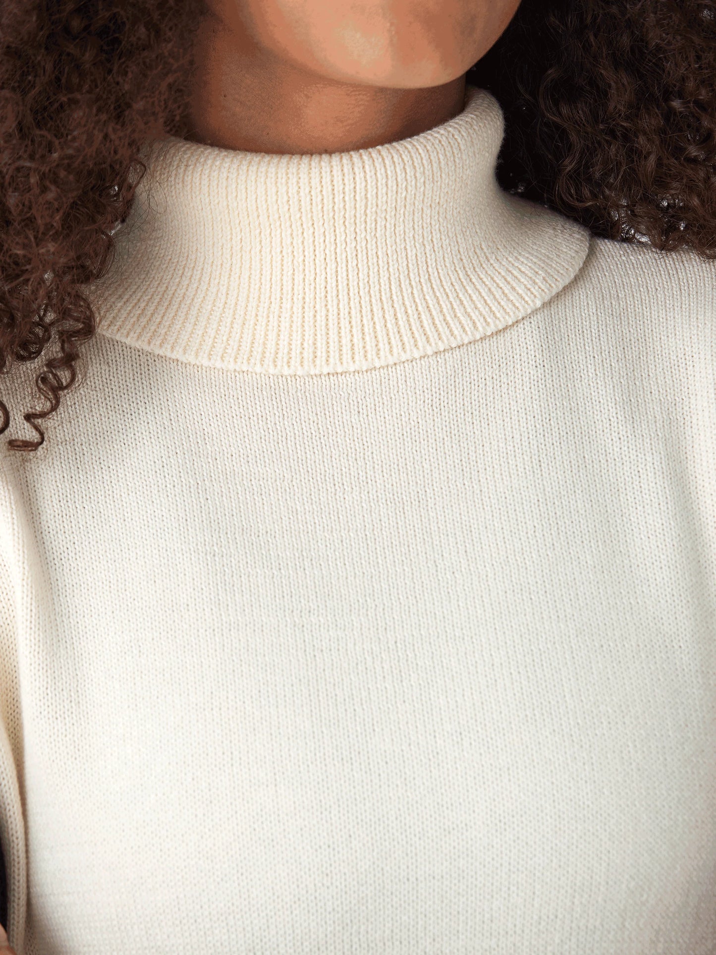 Avery Colorblock Turtleneck, Tapioca/Black