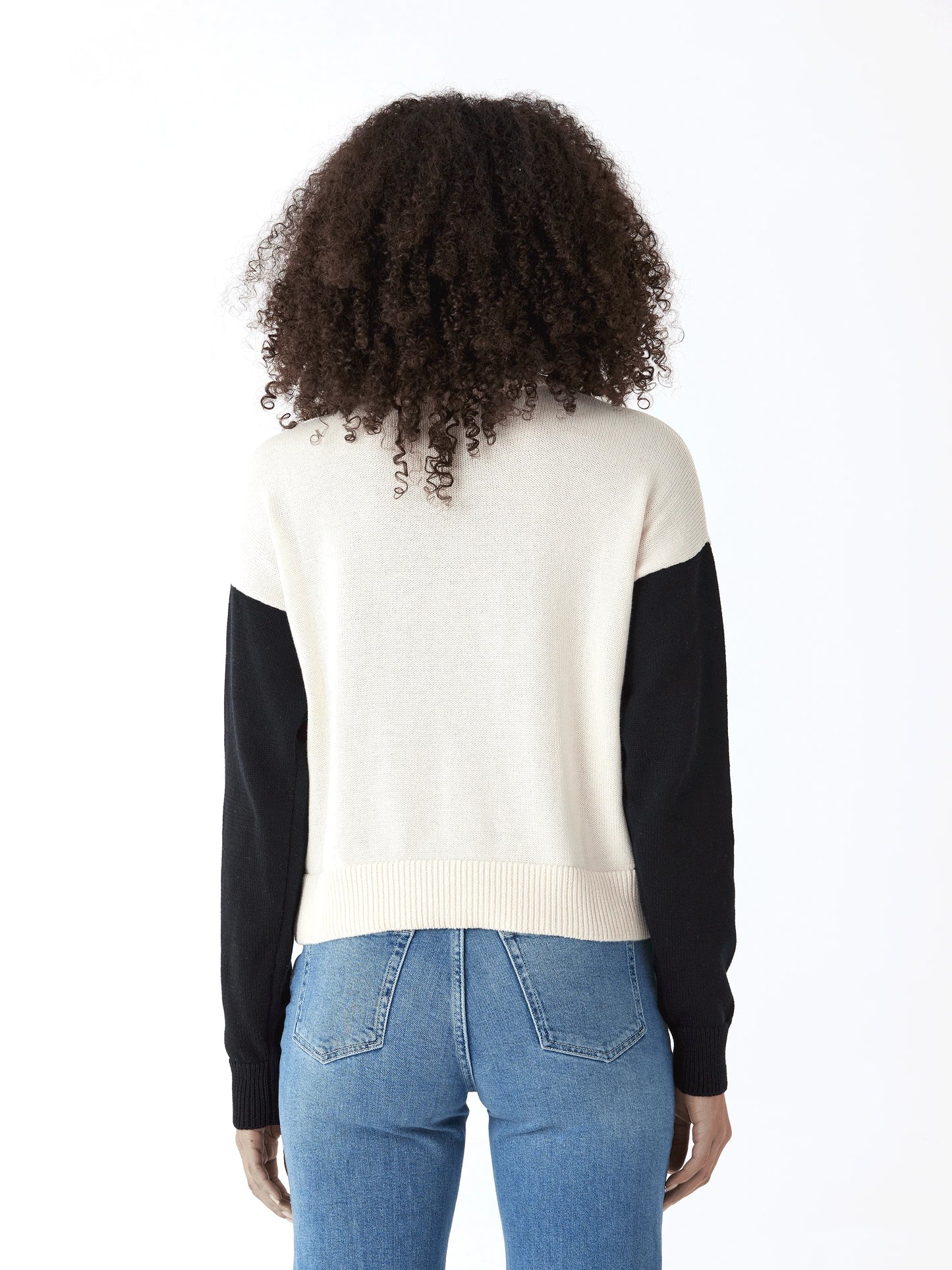 Avery Colorblock Turtleneck, Tapioca/Black