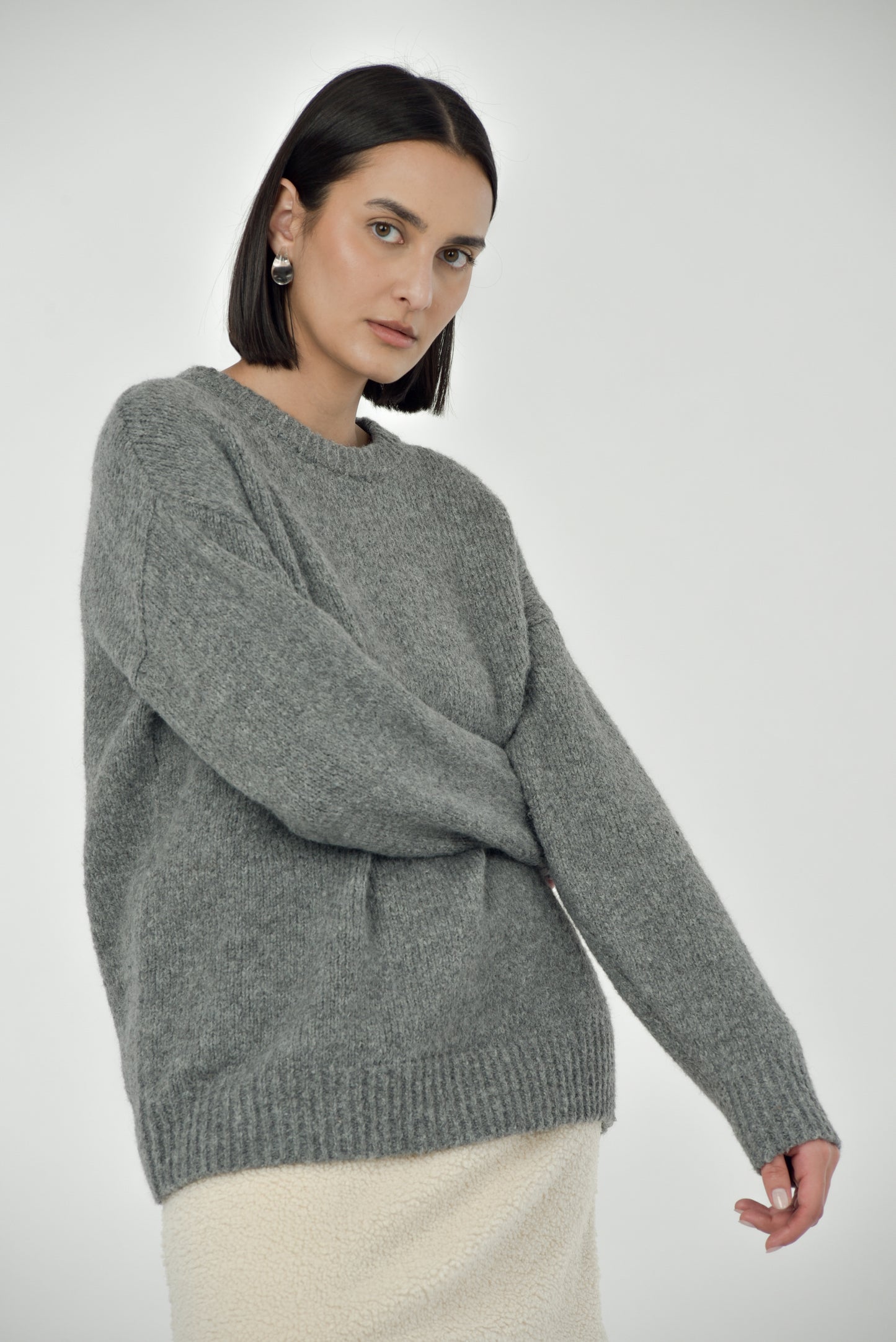 Goldie Crew Neck Sweater, Stone Mix