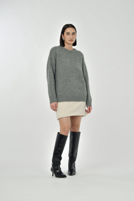 Goldie Crew Neck Sweater, Stone Mix