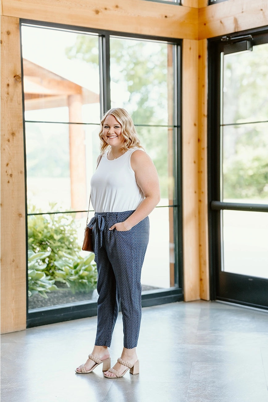 Cinched Waist Pant, Tiny Daisy