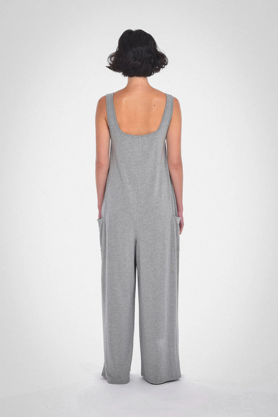 Claire Squareneck Jumpsuit, Melange Grey