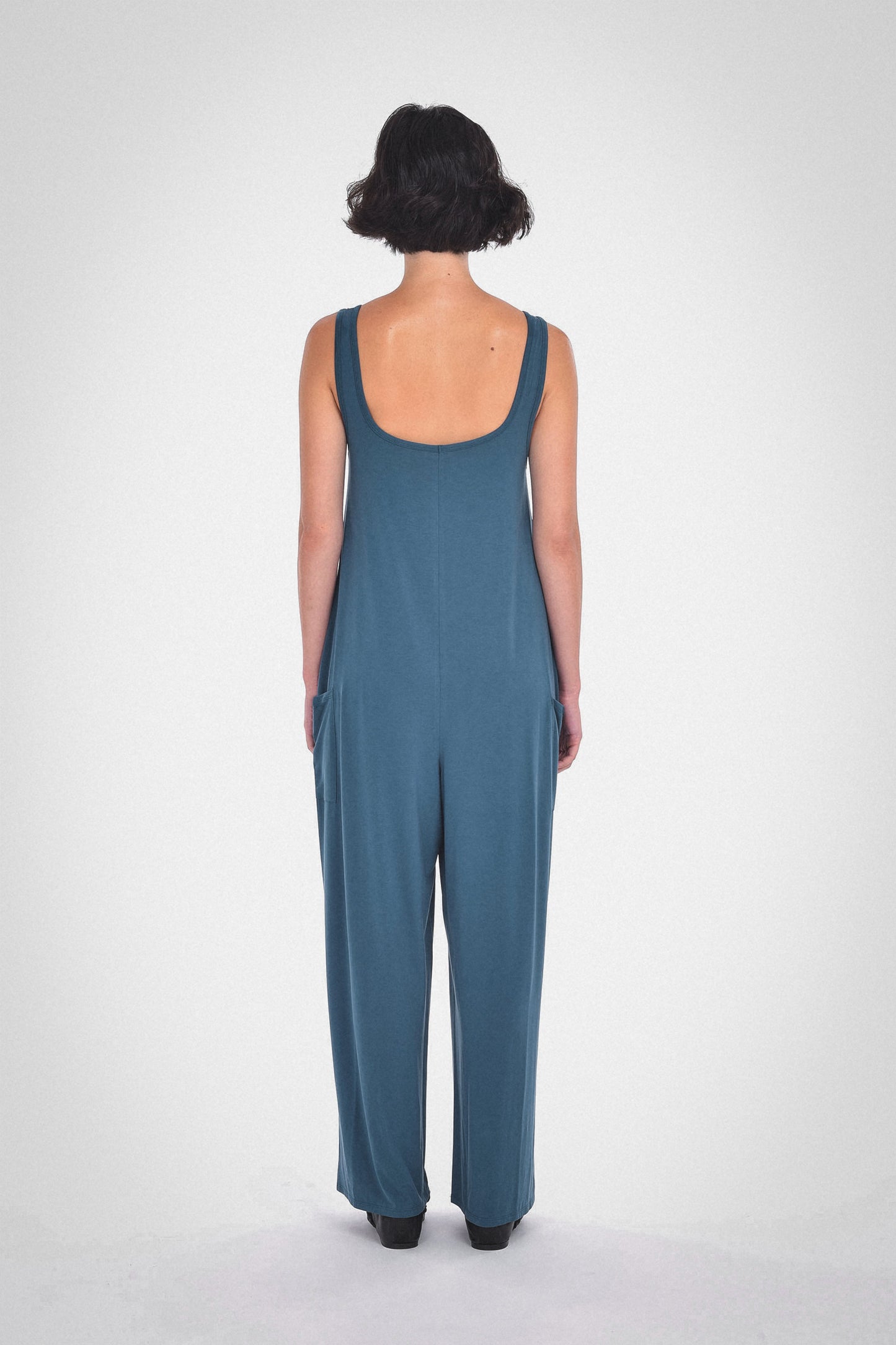 Claire Squareneck Jumpsuit, Blue Coral