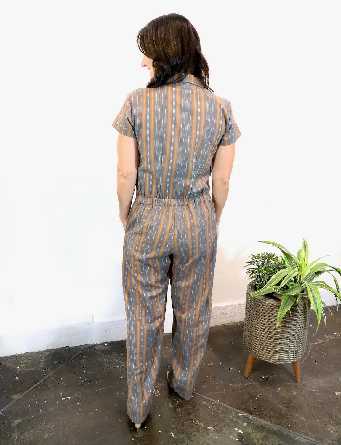 Collared Jumpsuit, Harvest Stripe