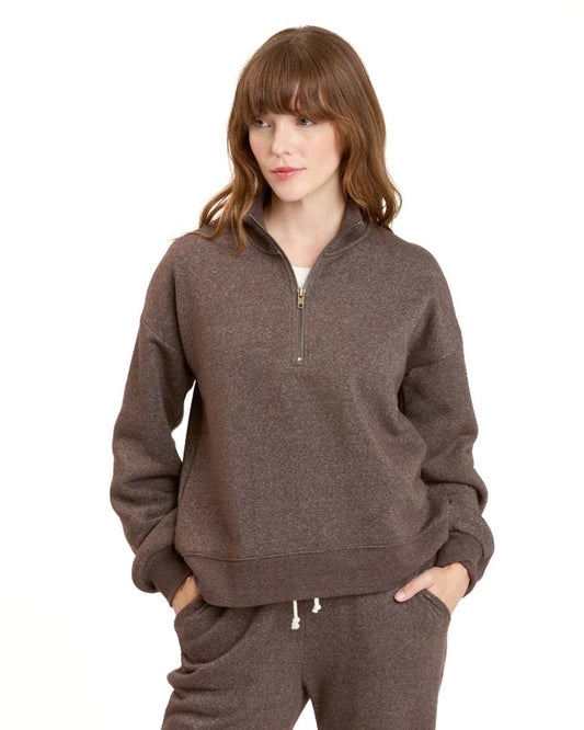 Constance Triblend Fleece Half Zip, Espresso