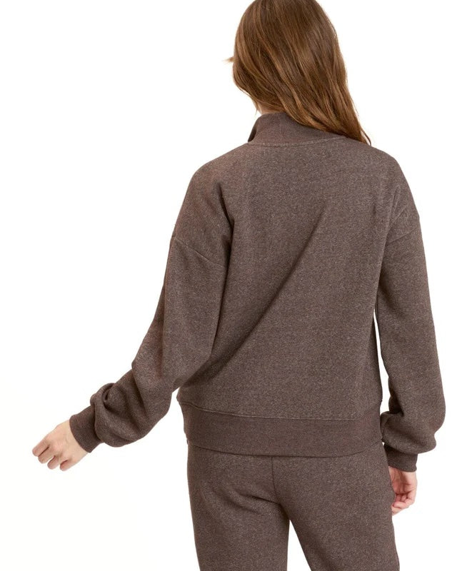 Constance Triblend Fleece Half Zip, Espresso