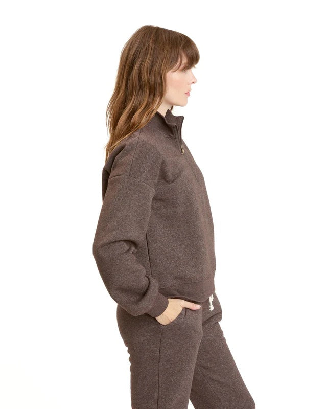 Constance Triblend Fleece Half Zip, Espresso