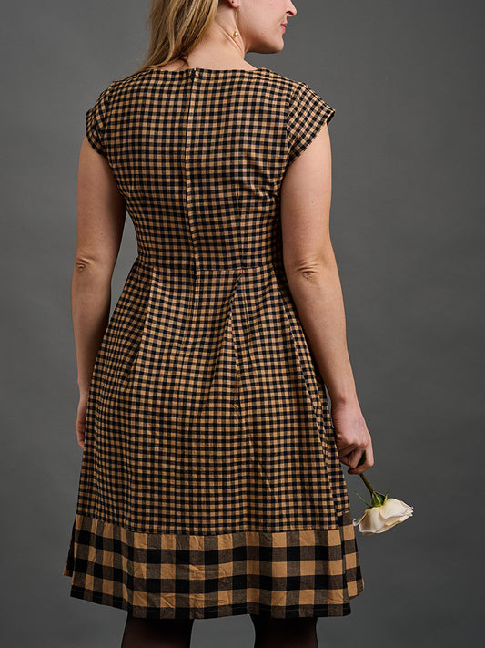 Devonshire Dress, Black & Tan Gingham