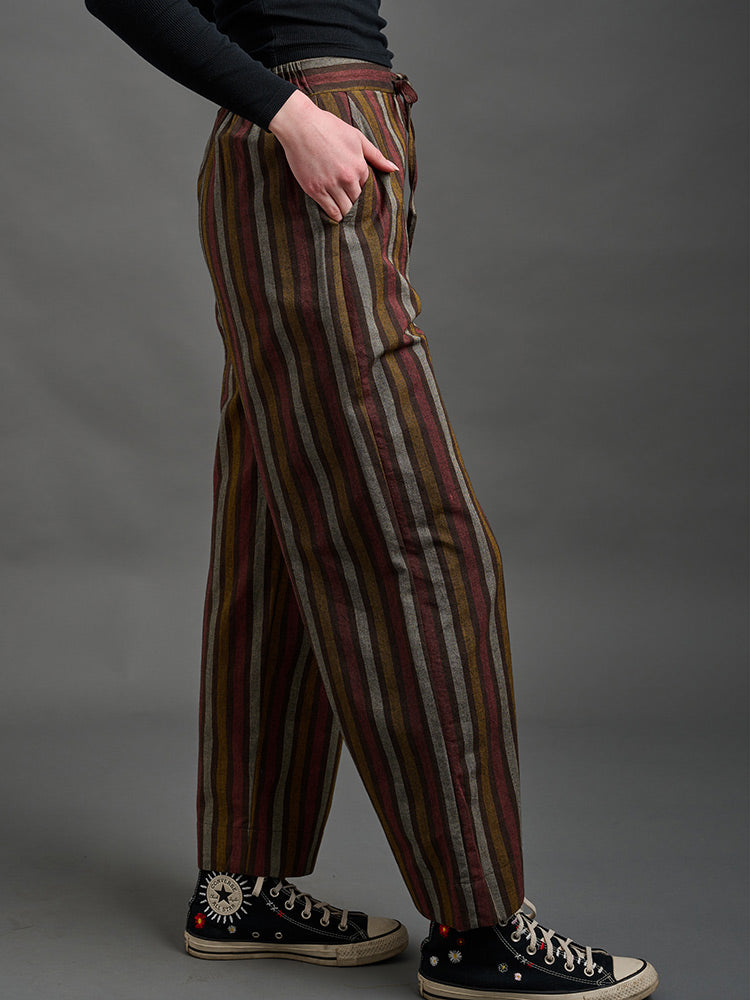 Emmy Drawstring Pant, Chocolate Stripe