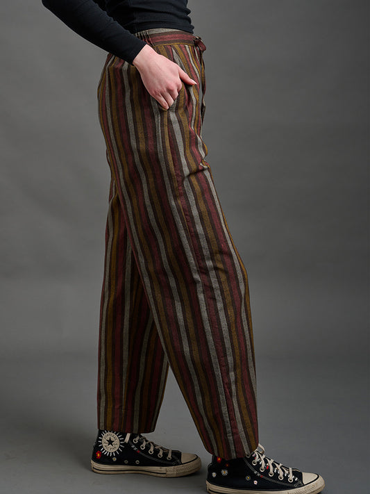 Emmy Drawstring Pant, Chocolate Stripe