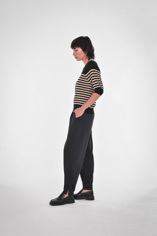 Esmé Striped Pullover, Black