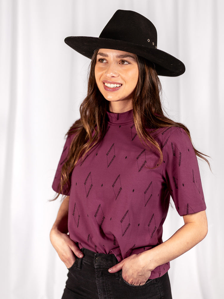 Eve Top, Diamond Vine Dark Purple