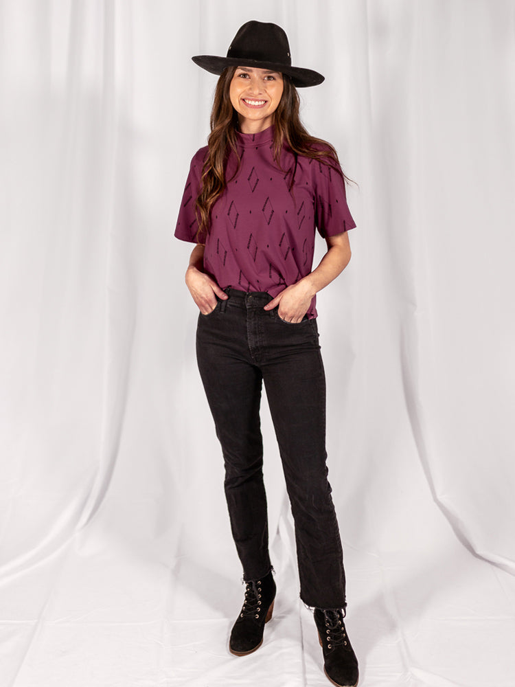 Eve Top, Diamond Vine Dark Purple