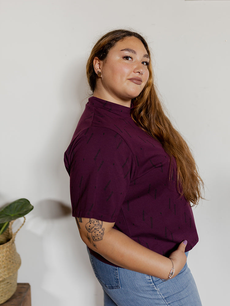 Eve Top, Diamond Vine Dark Purple