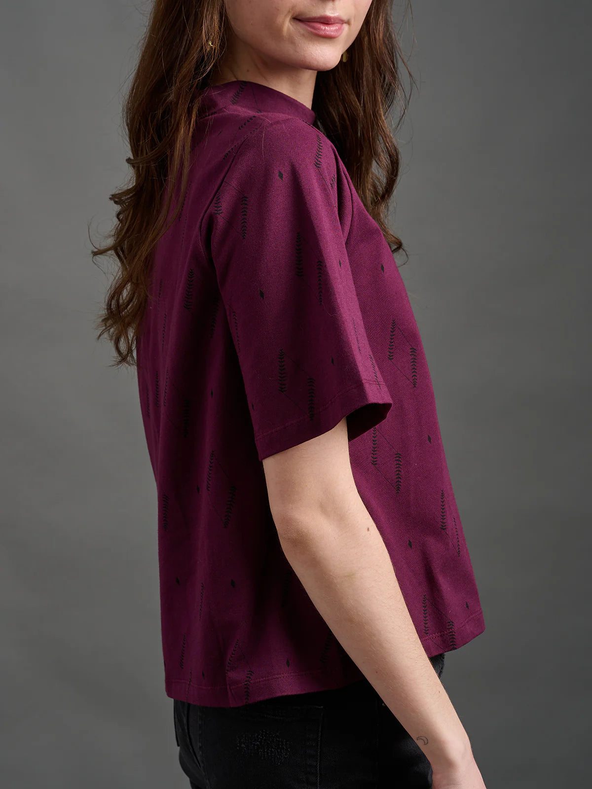 Eve Top, Diamond Vine Dark Purple