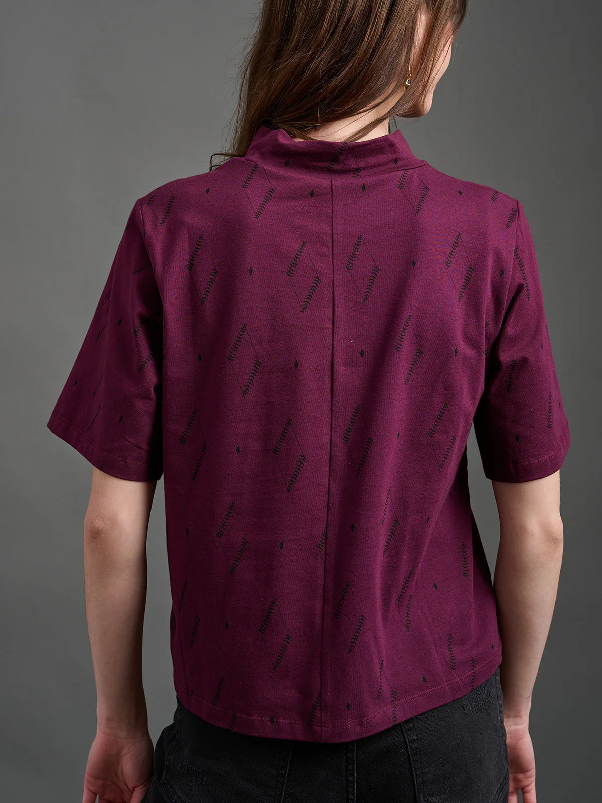 Eve Top, Diamond Vine Dark Purple