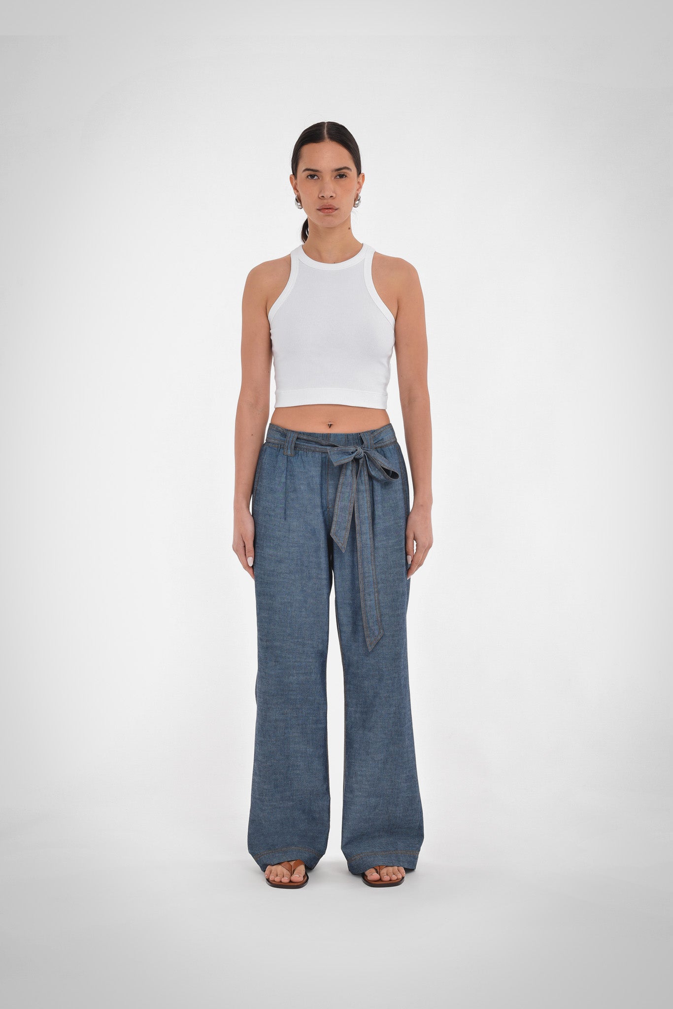 Greer Belted Pant, Chambray