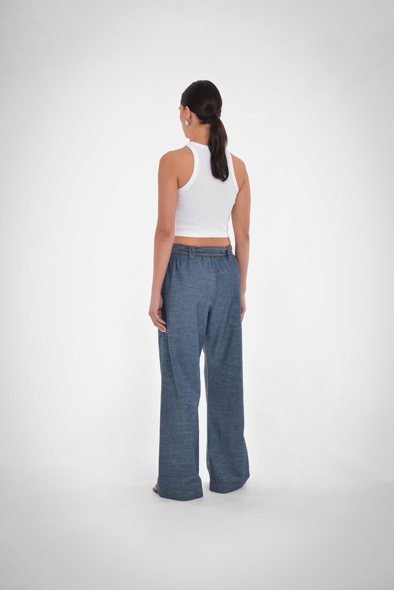 Greer Belted Pant, Chambray