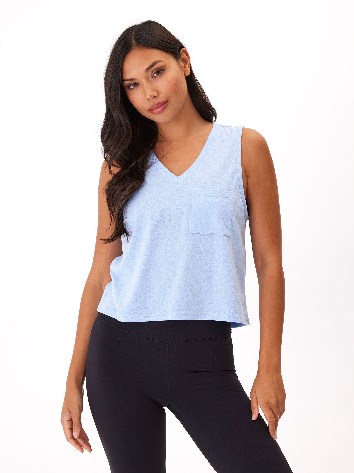 Hera Triblend Jersey V-Neck Tank, Dewdrop