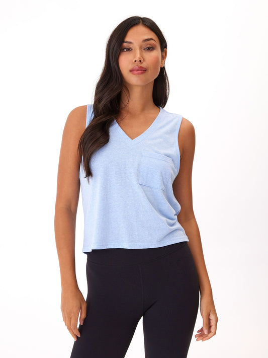 Hera Triblend Jersey V-Neck Tank, Dewdrop