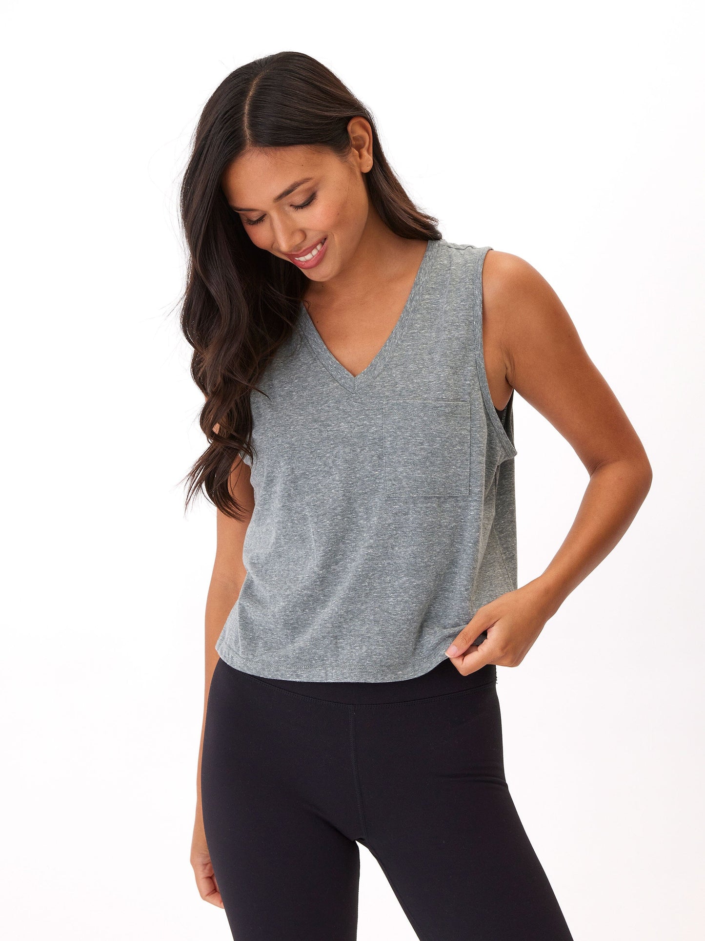 Hera Triblend Jersey V-Neck Tank, Seagrass