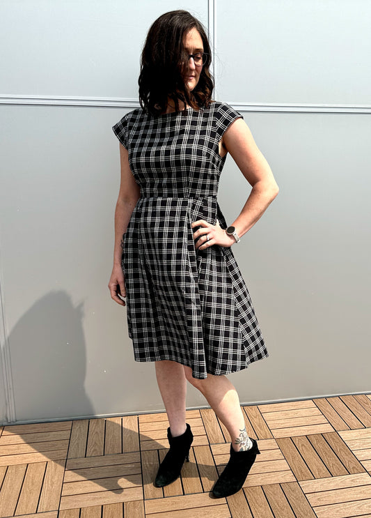 Devonshire Dress, Black Plaid