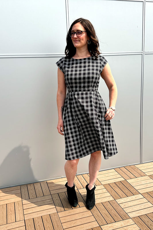 Devonshire Dress, Black Plaid