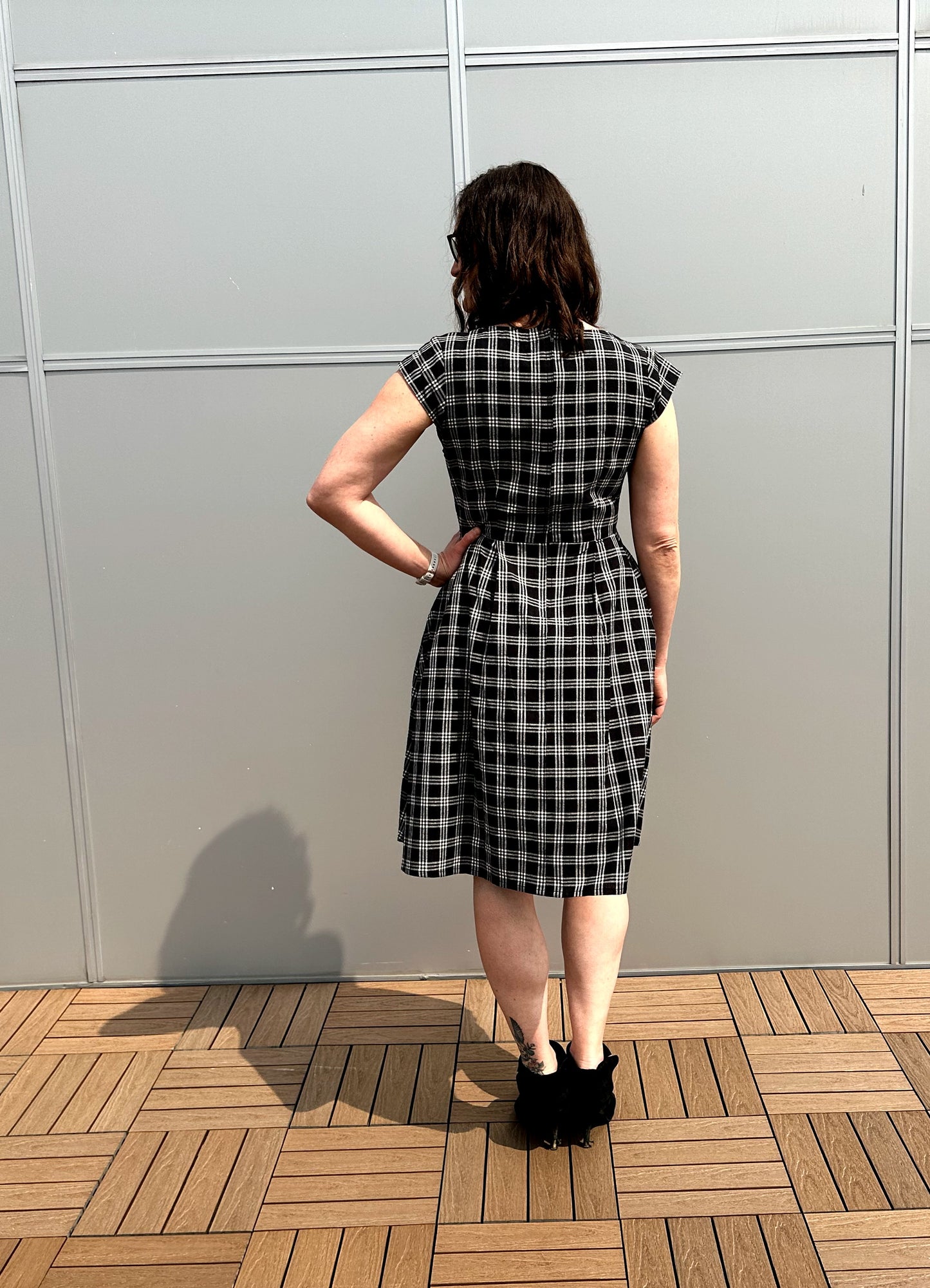 Devonshire Dress, Black Plaid