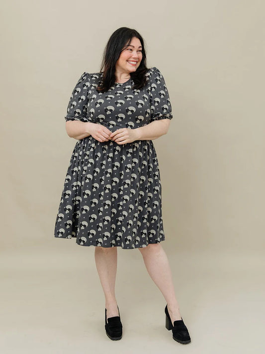 Inez Bubble Sleeve Dress, Vase Cluster Graphite